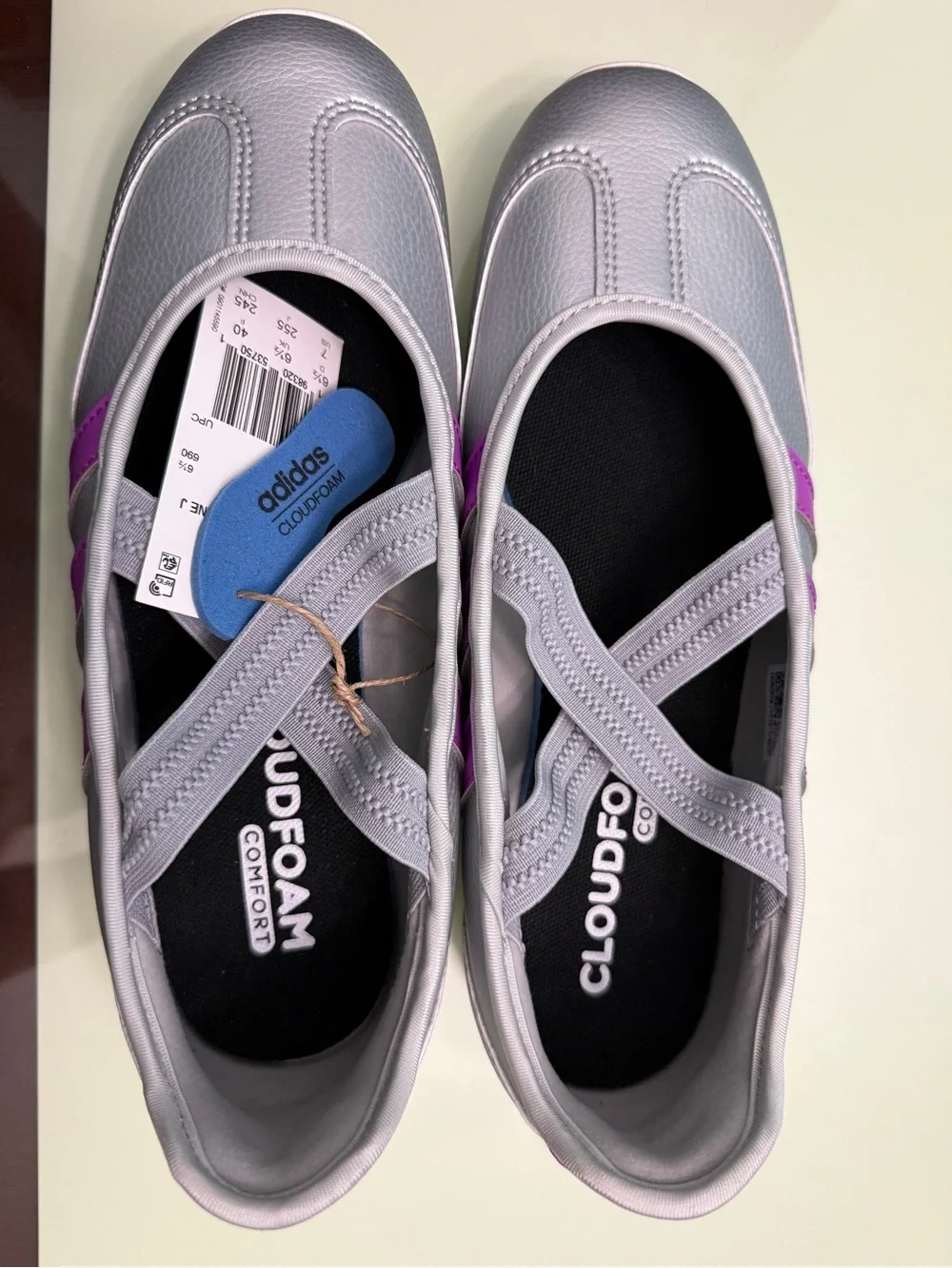 adidas Silver Slip-On Sneakers with Purple Barreda Mary Jane JP6737